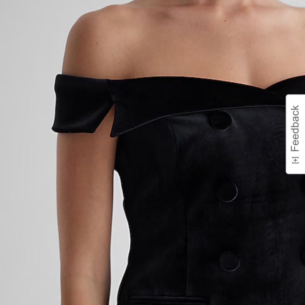 NEW Express Black Velvet off the shoulder faux double breasted vest sizes XS ,L - Picture 16 of 16